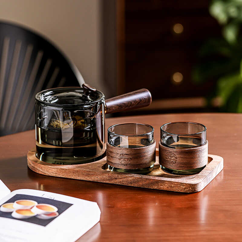 简易茶具套装耐高温高硼硅玻璃旅行功夫茶具一壶两杯带过滤泡茶壶