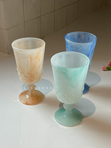 中古玻璃高脚手工水杯