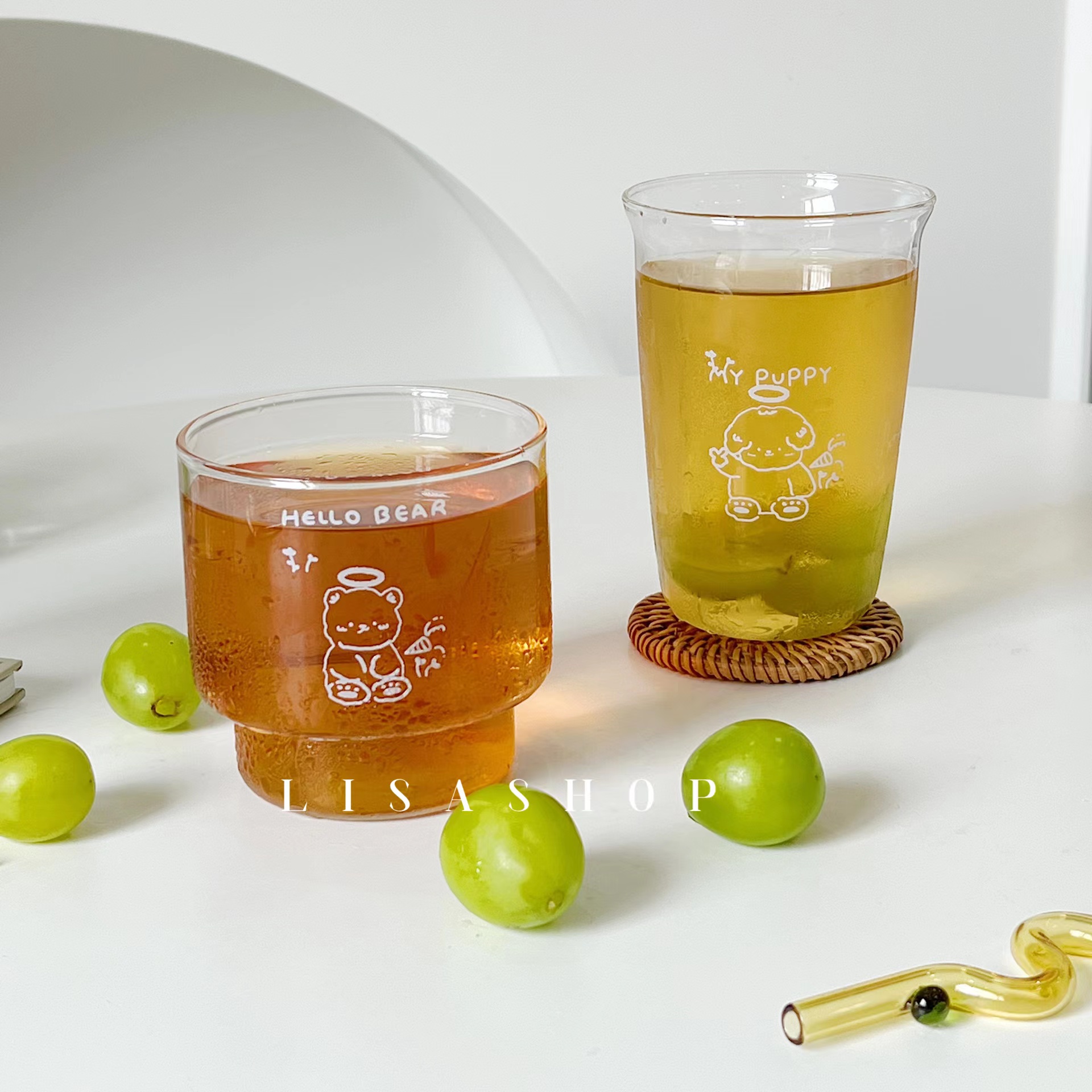 玻璃卡通图案耐热水杯