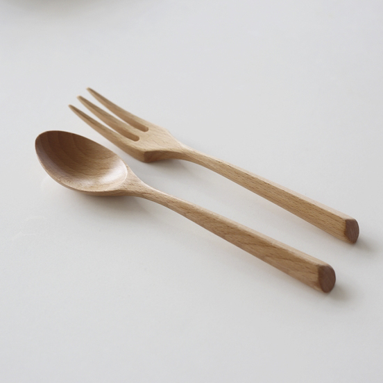 lisashop三角柄木餐具勺叉套装