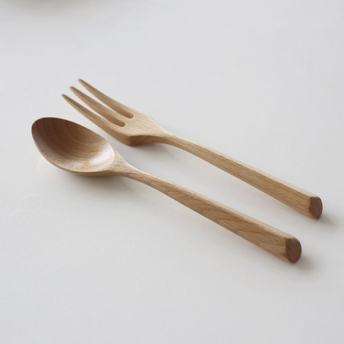 lisashop三角柄木餐具勺叉套装
