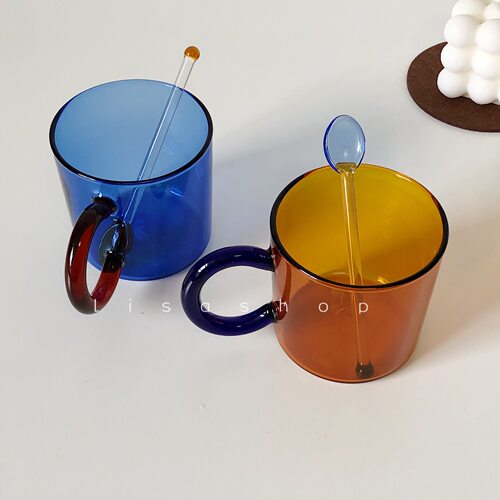 lisashop彩色加厚玻璃新品咖啡杯