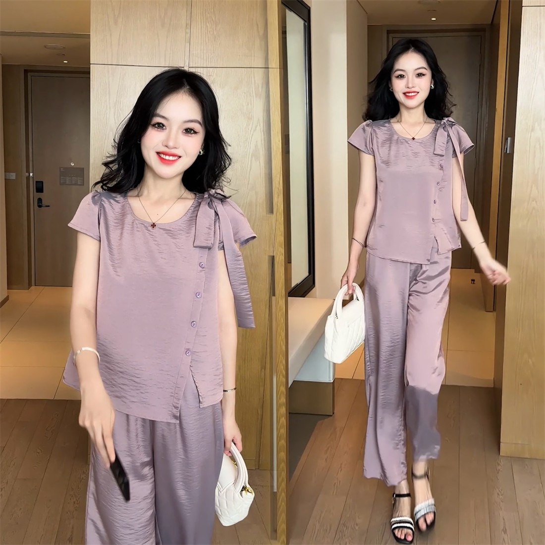婉星儿显瘦气质时尚休闲夏季宽松短袖套装洋气薄款减龄韩版