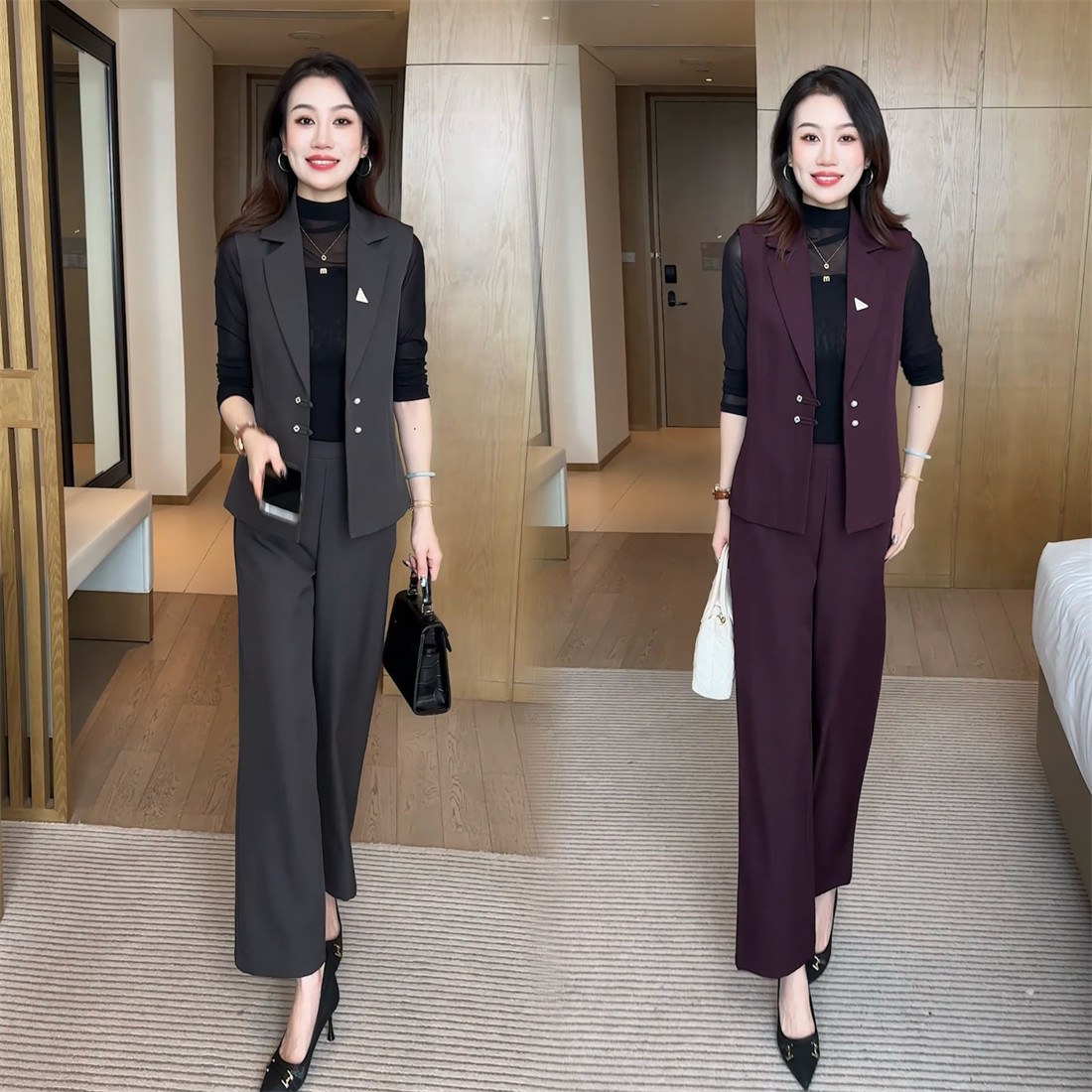 婉星儿春秋显瘦气质洋气上衣时尚休闲减龄修身长裤韩版套装