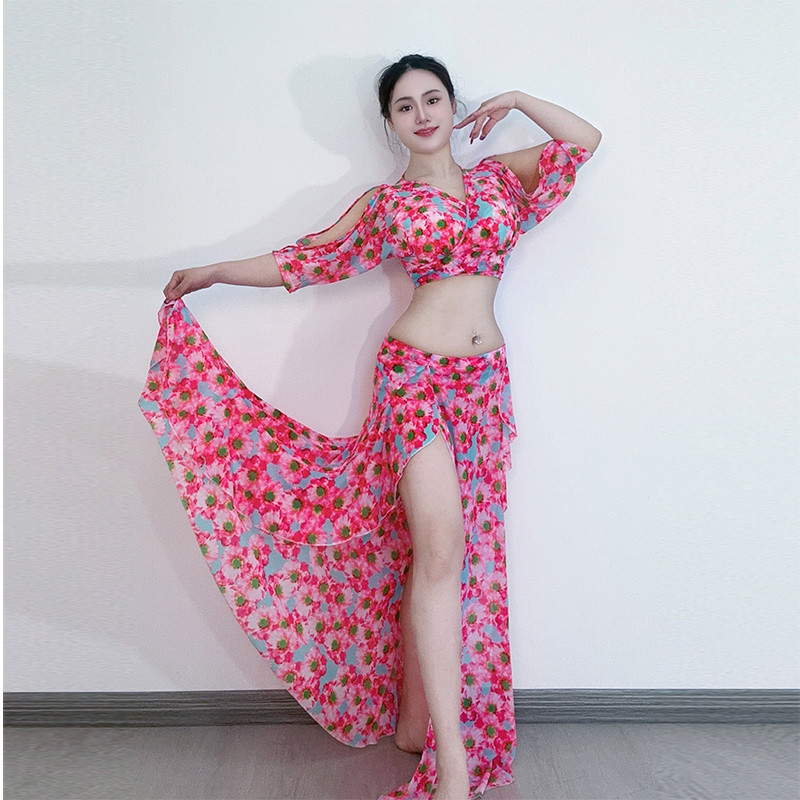 东方肚皮舞练功服2025新款印花飘逸网纱性感洋气鱼尾裙演出服团服,运动/瑜伽/健身/球迷用品,肚皮舞套装(演出服),淘宝优惠券,粉丝福利购,淘宝优惠卷