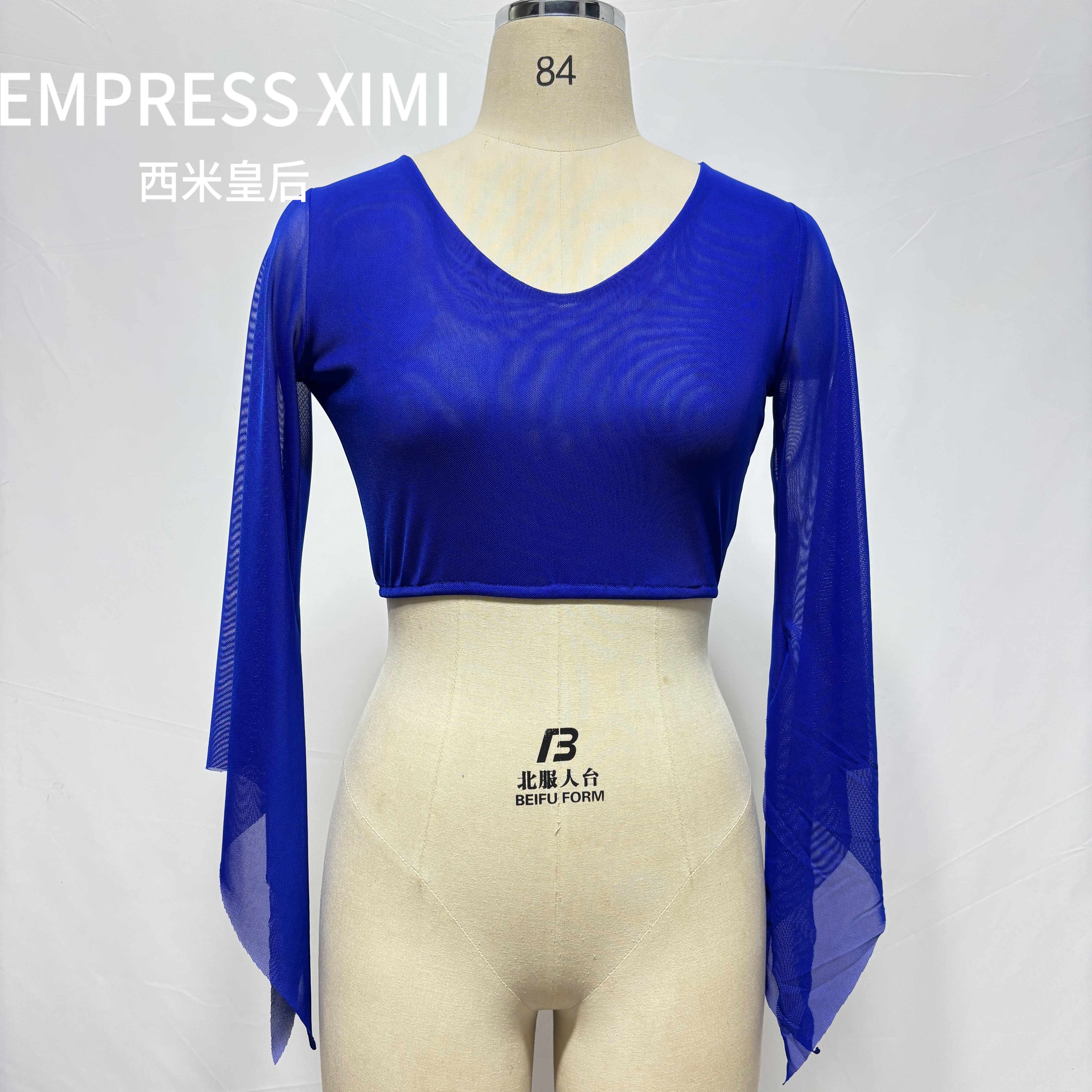 肚皮舞新款练习服水纱长袖上衣练习服短装大码女款舞蹈服