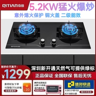 奇田(家电) JZY-A20燃气灶天然气双灶具家用液化气煤气灶5.2KW