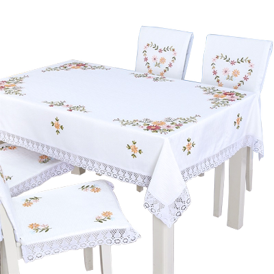 棉麻丝带绣花田园风家用餐桌布