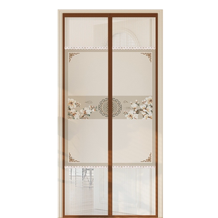 新款防蚊门帘挡隐私夏季卧室家用免打孔门帘隔断纱门磁吸帘子中式