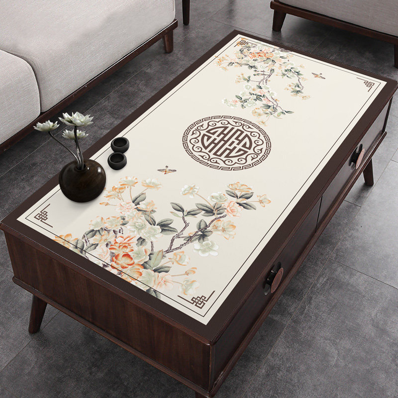 新中式茶几垫客厅防水防油餐桌垫免洗防烫桌布轻奢高级感皮革桌垫,居家布艺,桌布,淘宝优惠券,粉丝福利购,淘宝优惠卷