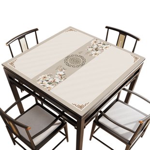 新中式桌垫防水防油防烫免洗八仙桌正方形餐桌布皮革方桌茶几台布