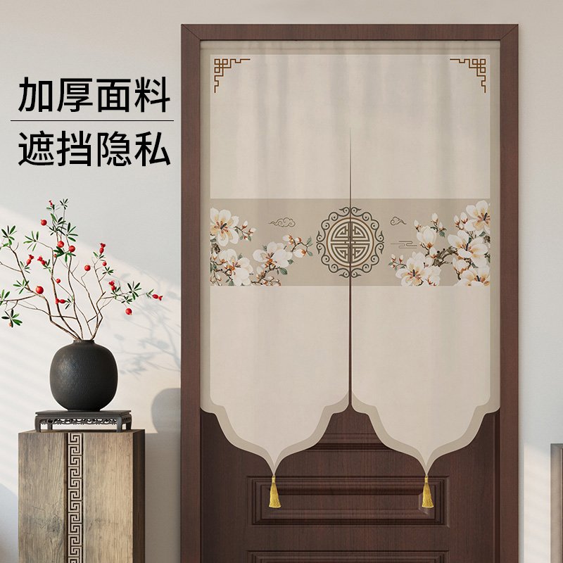 中式门帘隔断帘卧室遮挡免打孔