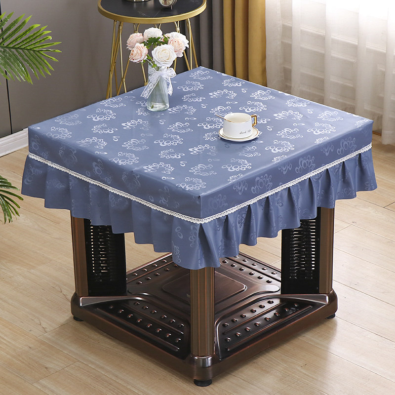 正方形烤火桌罩套皮罩防水防油防烫免洗桌布麻将取暖桌电炉茶几罩