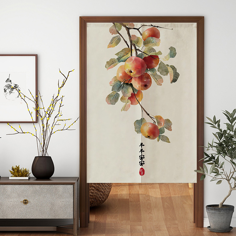 中式门帘中国风家用卧室挂帘厕所半帘装饰布帘厨房入户玄关隔断帘