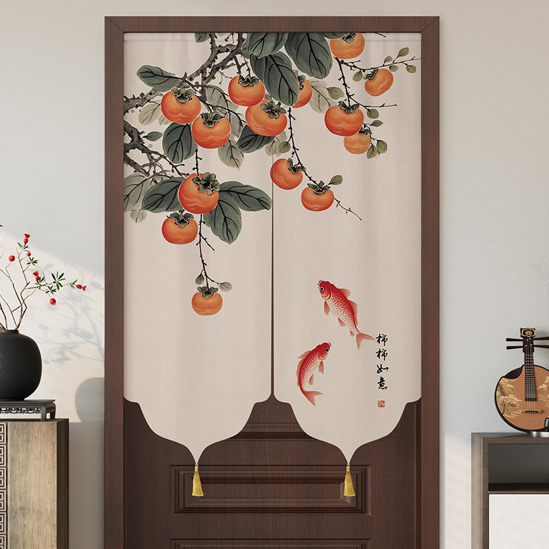 新中式门帘隔断茶室挂帘厨房卧室卫生间隐私布帘家用免打孔遮挡帘,居家布艺,门帘,淘宝优惠券,粉丝福利购,淘宝优惠卷