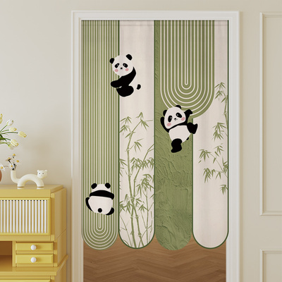 卡通熊猫异形遮挡门帘布艺挂帘