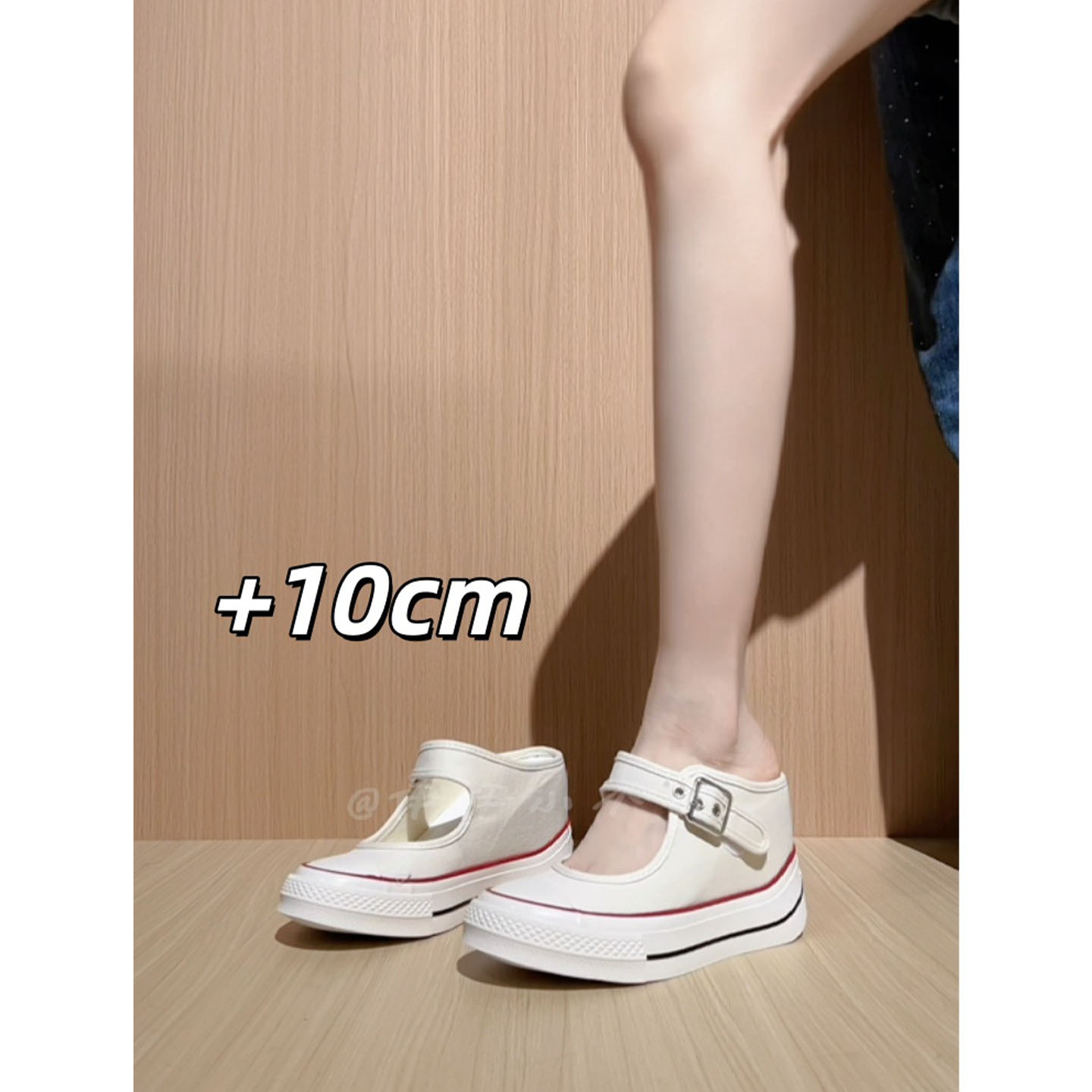 内增高10cm~提臀帆布鞋包头半拖
