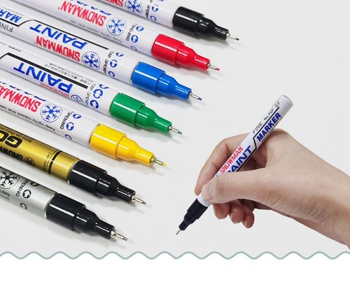 雪人油漆笔0.5mm细芯防水耐酒精