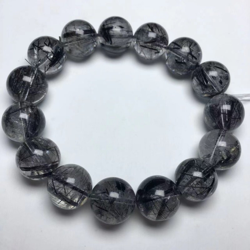黑发晶手链 天然水晶 黑碧玺发 blackquartzrutilated 电气石手串