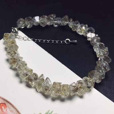 黄油胆闪灵钻手链原态原石