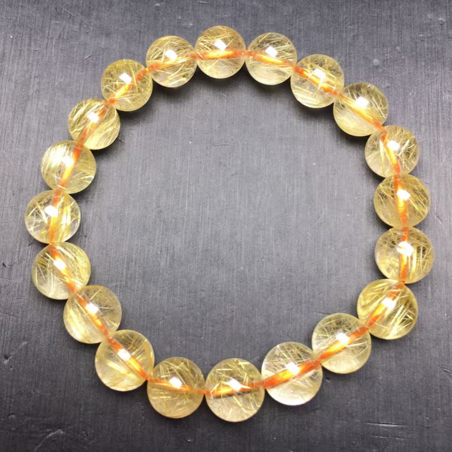 金发晶手串天然水晶钛晶金红石