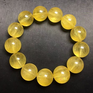 黄萤石手串 (fluorite) 拉丝圆珠 天然矿石 水晶 暖宫石手链