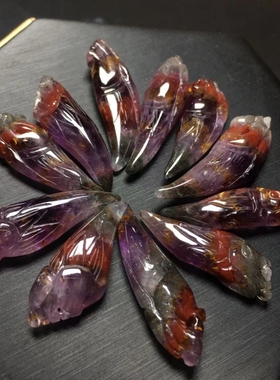 极光23吊坠Aurora23crystal 狼牙项坠 Amethyst 天然水晶原石雕刻