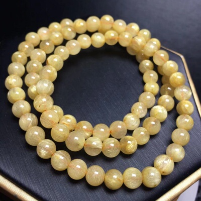 金发晶天然水晶钛晶3圈手链