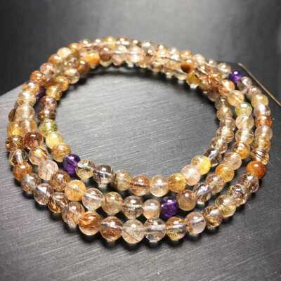 彩发晶天然水晶手链多色多圈多层