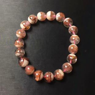 红塔山幽灵手串 天然水晶原矿 红幽灵手链 聚宝盆 荆棘玫瑰金字塔