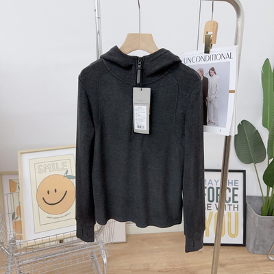 半拉链打底衫女加绒2025秋冬新款灰色加厚保暖内搭连帽修身短上衣