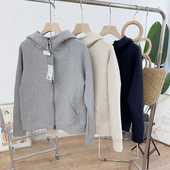 灰色外套女春秋冬2026新款 加绒连帽卫衣小个子开衫 宽松运动短上衣