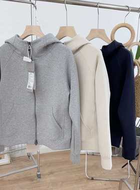 灰色外套女春秋冬2025新款加绒连帽卫衣小个子开衫宽松运动短上衣