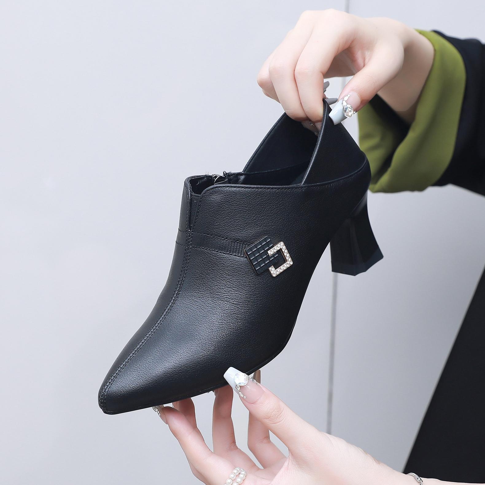 小码女鞋新款真皮高跟深口单鞋