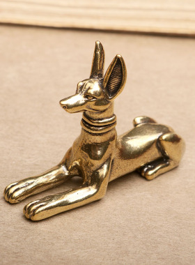 黄铜小摆件桌面手把件可爱卡通杜宾犬狗狗茶道茶宠装饰品造景礼品