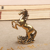 仿古黄铜生肖马摆件茶宠迷你小铜器摆件小玩意铜手工创意文玩手办