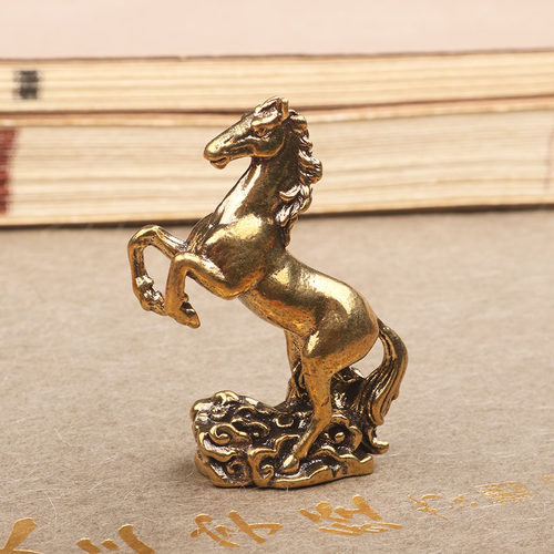 仿古迷你手工生肖马摆件黄铜创意