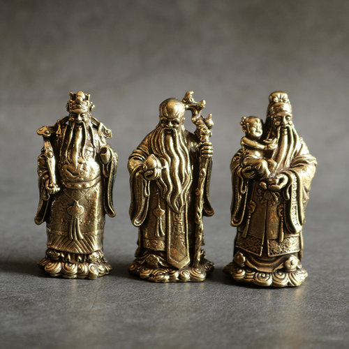 小摆件福禄寿财神古铜