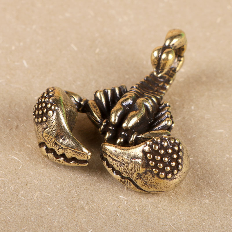 黄铜纯铜家居桌面办公室小摆件蝎子手把件茶宠文玩实心小把件男士