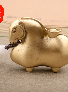 招财佛手高档生肖马挂件纯黄铜