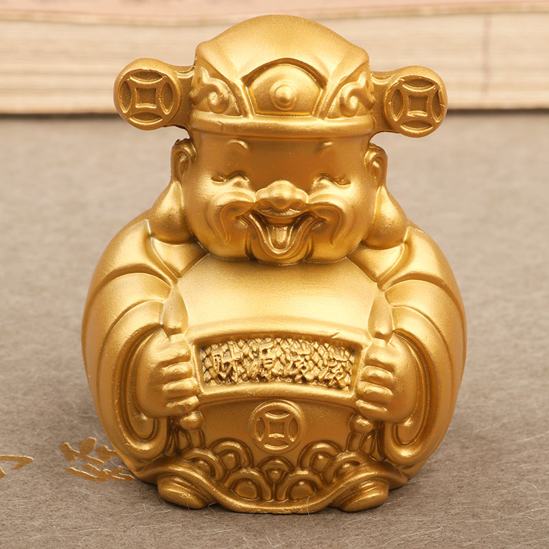纯黄铜金色财神爷摆件家居复古工艺品摆件办公茶桌装饰品礼品