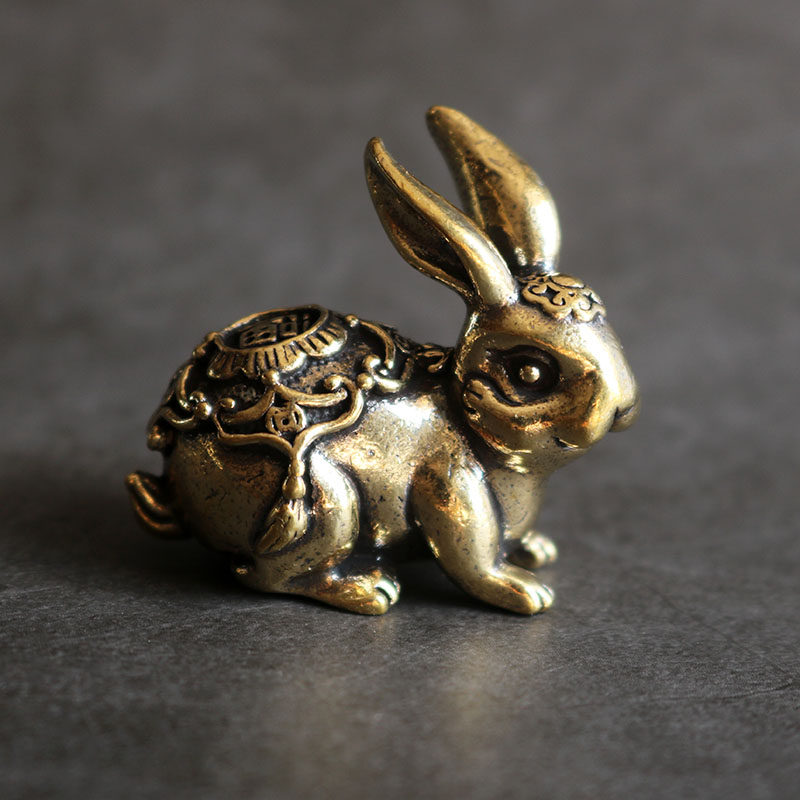 铜器小摆件工艺品生肖兔子纯黄铜家居装饰礼品工艺品可爱卡通桌面,家居饰品,装饰摆件,淘宝优惠券,粉丝福利购,淘宝优惠卷