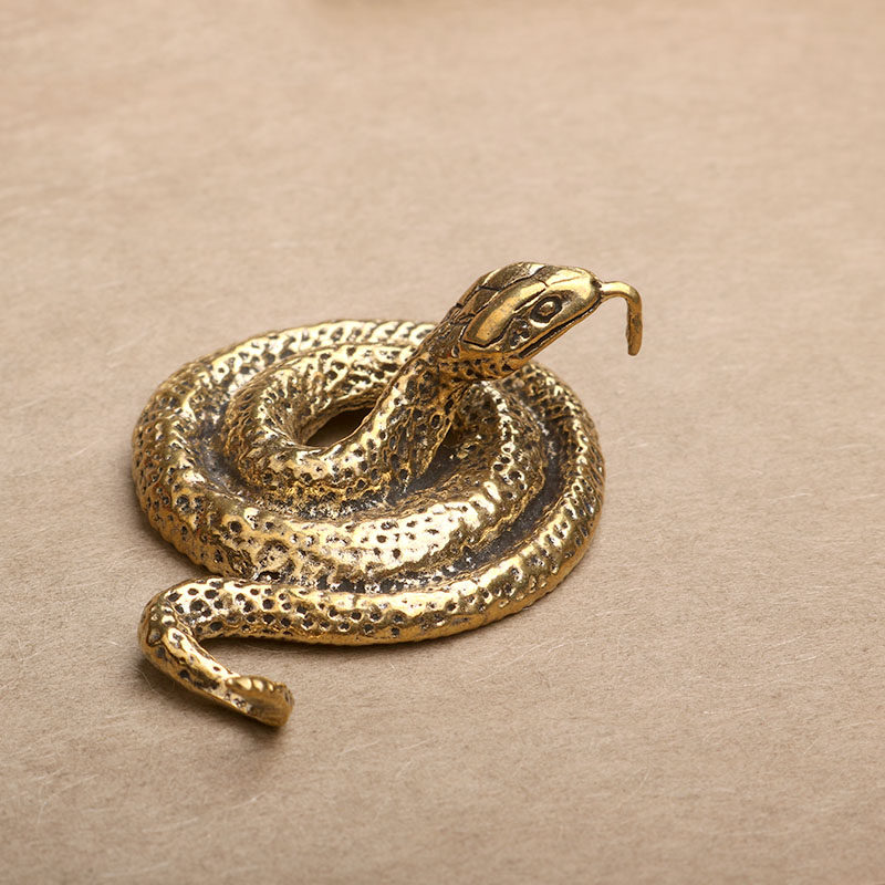 雕铸实心古玩响尾蛇摆件茶宠黄铜