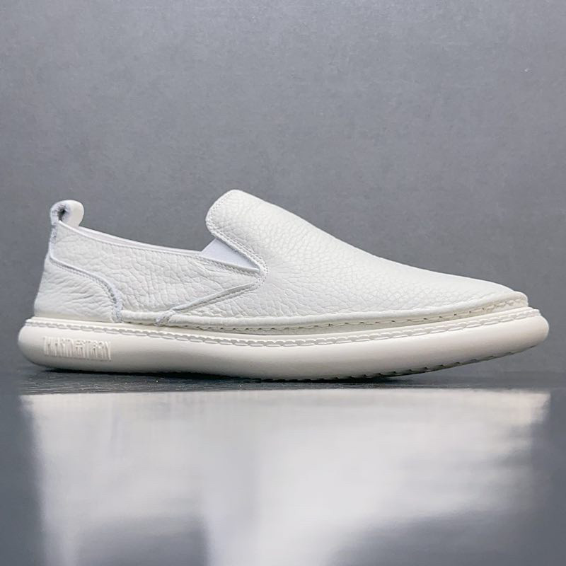 尾货特价捡漏鞋头层牛皮一脚蹬男鞋百搭白色休闲真皮乐福鞋驾车鞋