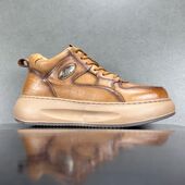 捡漏男鞋 清仓头层牛皮休闲鞋 真皮透气百搭软底板鞋 尾货特价 中帮鞋