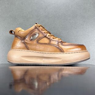 中帮鞋 尾货特价 真皮透气百搭软底板鞋 清仓头层牛皮休闲鞋 捡漏男鞋
