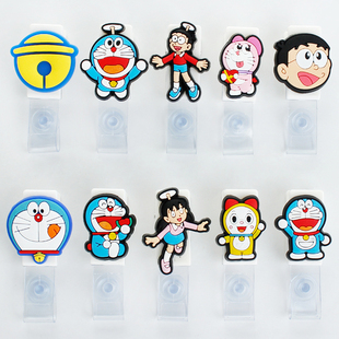 卡通可爱叮当猫胸牌夹卡套护士医生工号牌夹扣医院胸卡工作牌夹扣