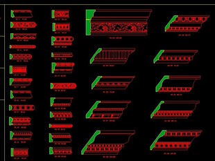 欧式美式法式大理石实木线条门套线石膏线踢脚线剖面横切面CAD图
