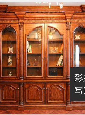实木美式餐边柜 电视柜 欧式玄关柜门厅装饰柜 酒窖酒柜高清图片