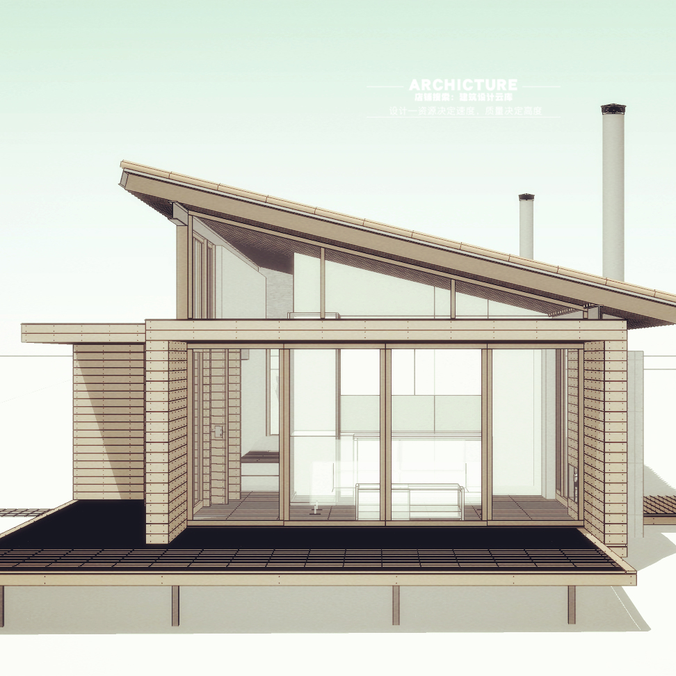 su山地木结构独栋竞赛别墅小住宅单坡屋顶建筑设计草图大师su模型 商务/设计服务 设计素材/源文件 原图主图